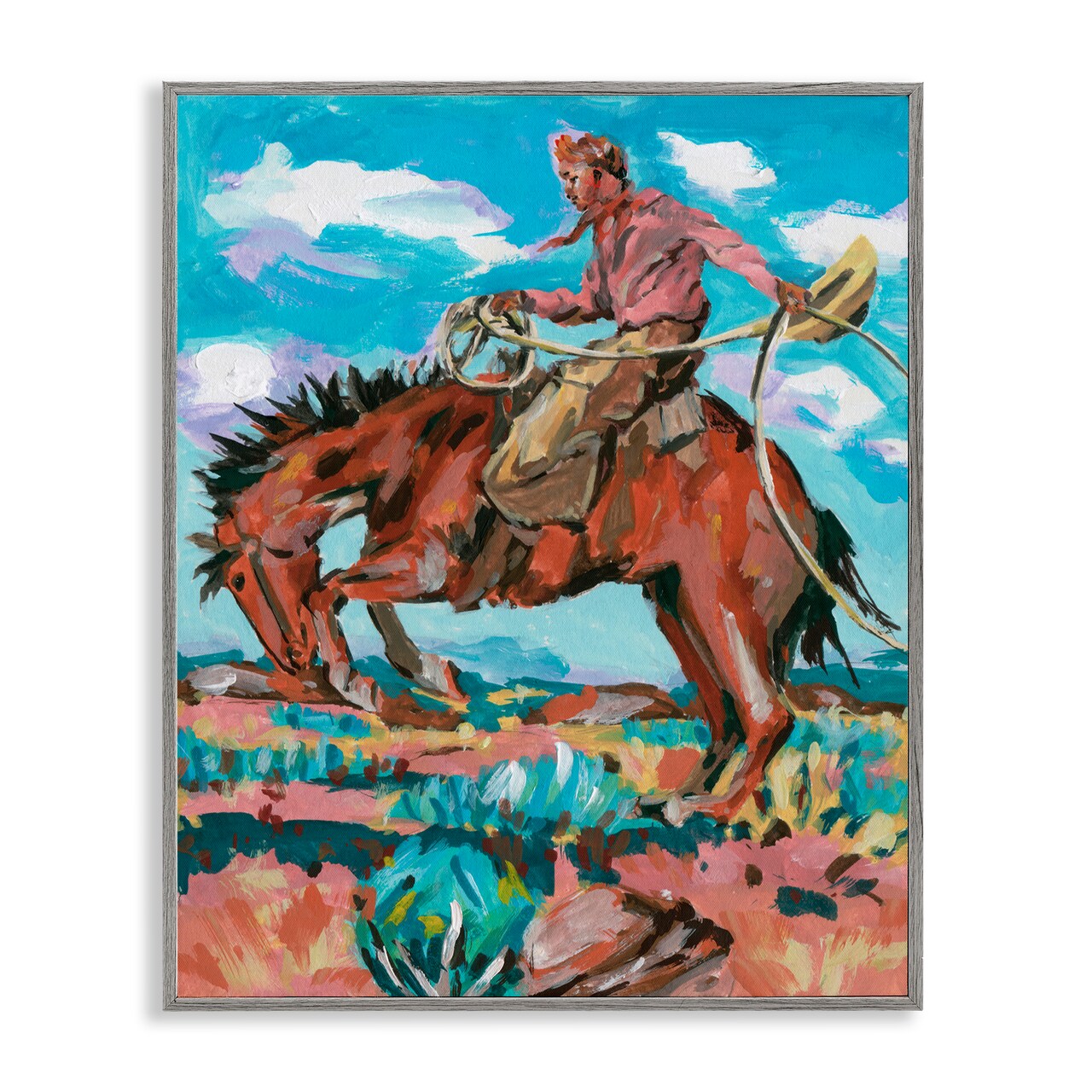 Stupell Industries Lassoing Cowboy Scene Framed Giclee Wall Art Design by Samuel Dixon